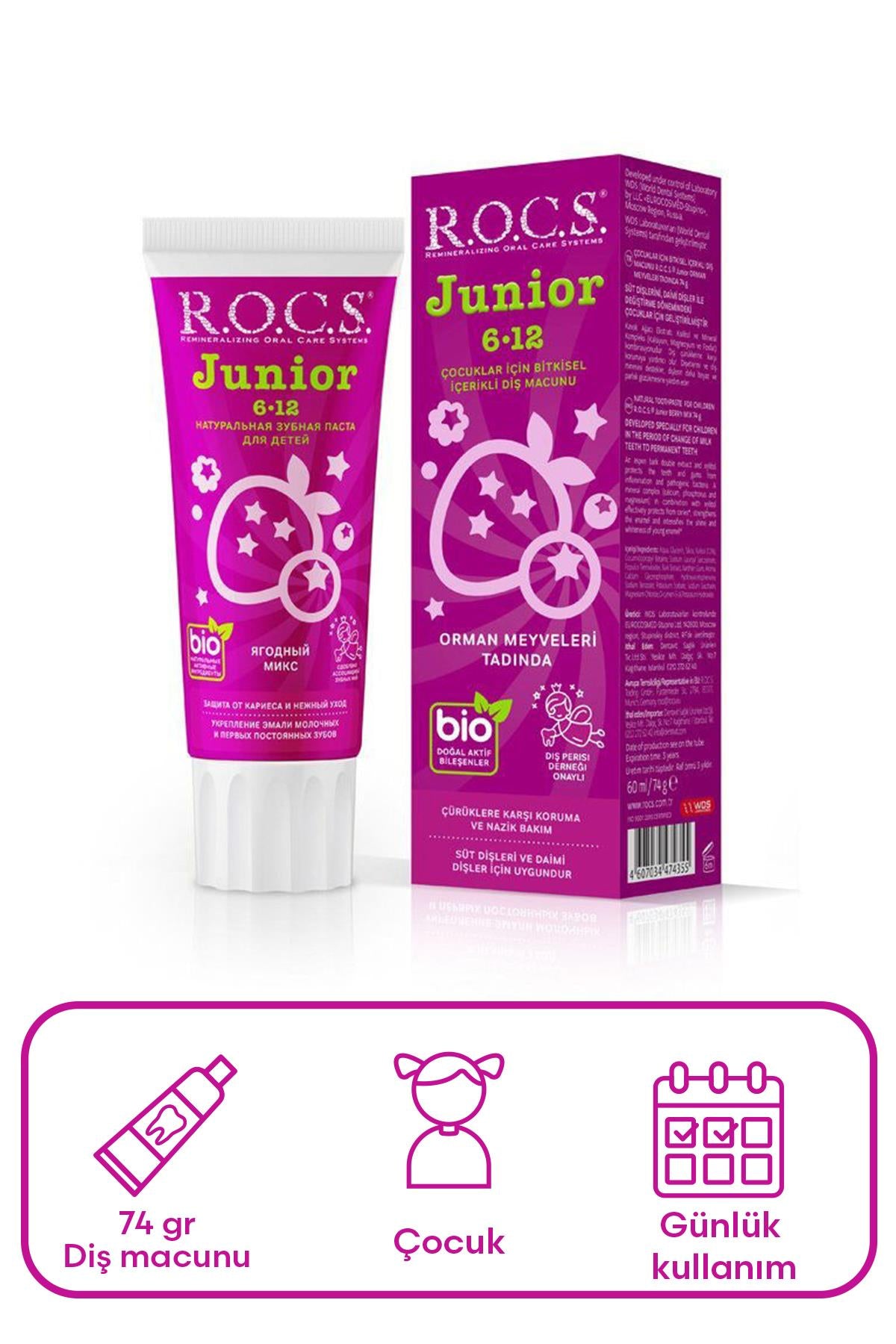 Rocs Junior 6 12 Yaş Diş Macunu Orman Meyveleri Tadında 60 ml