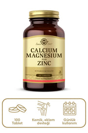 Solgar Calcium Magnesium Plus Zinc Kalsiyum Takviyesi 100 Tablet