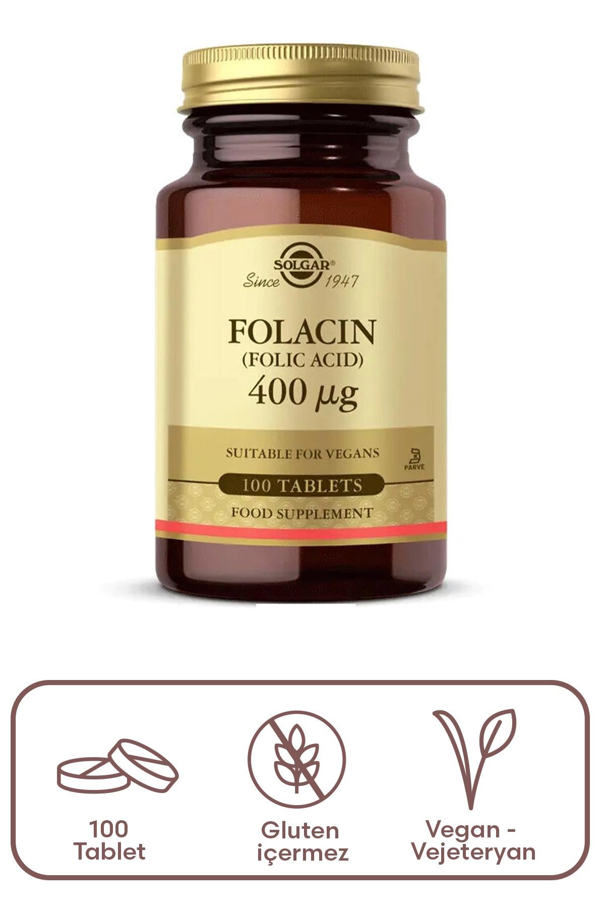 Solgar Folic Acid (Folacin) 400 mcg 100 Tablet