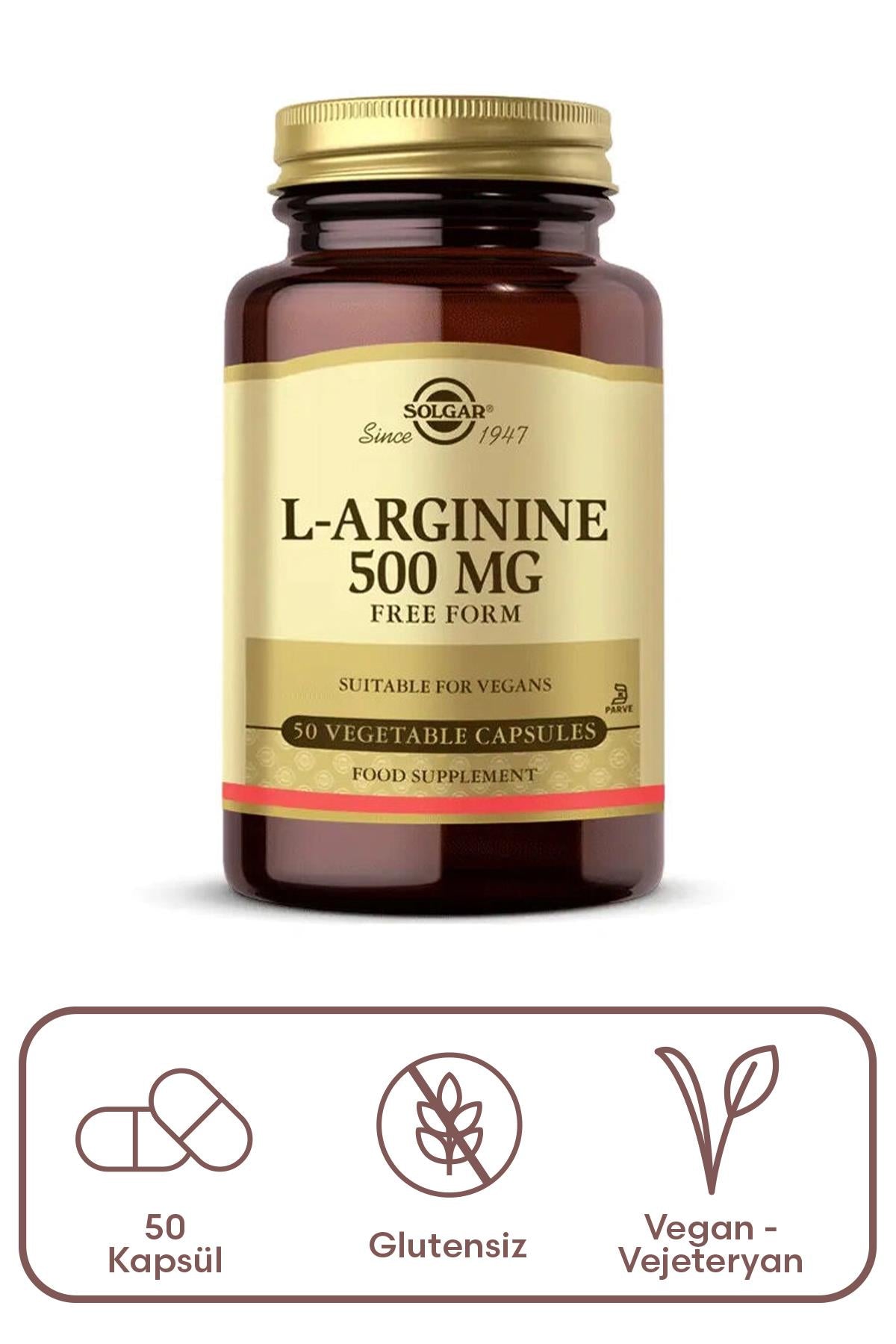 Solgar L Arginine 500 mg 50 Kapsül