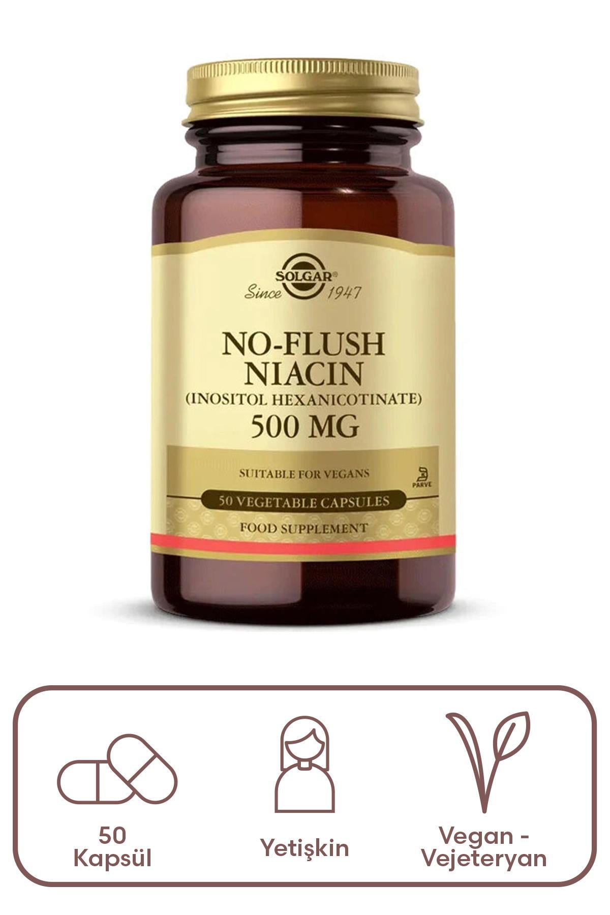 Solgar No Flush Niacin 500 mg 50 Kapsül