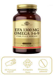 Solgar Omega 3 6 9 Balık Yağı Takviyesi Efa 1300 Mg 60 Softjel