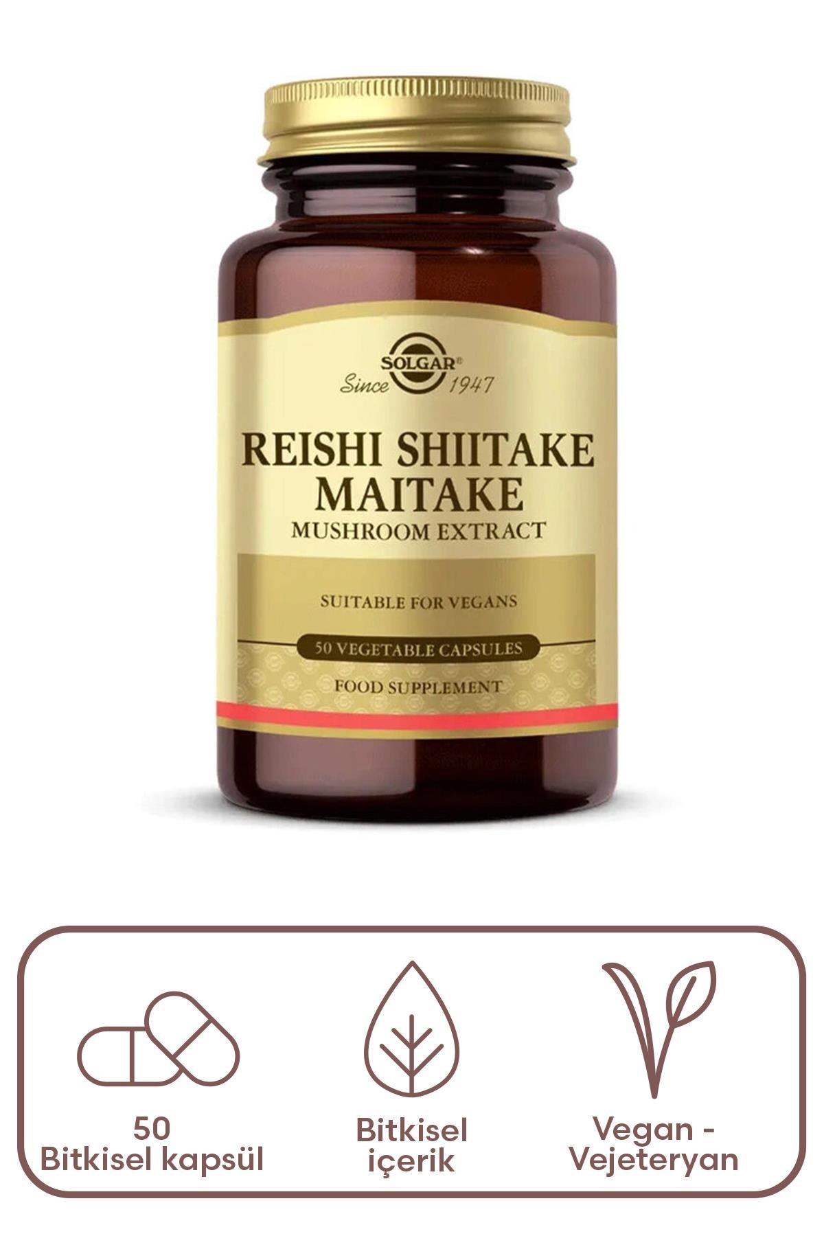 Solgar Reishi Shiitake Maitake Mushroom Extract 50 Bitkisel Kapsül
