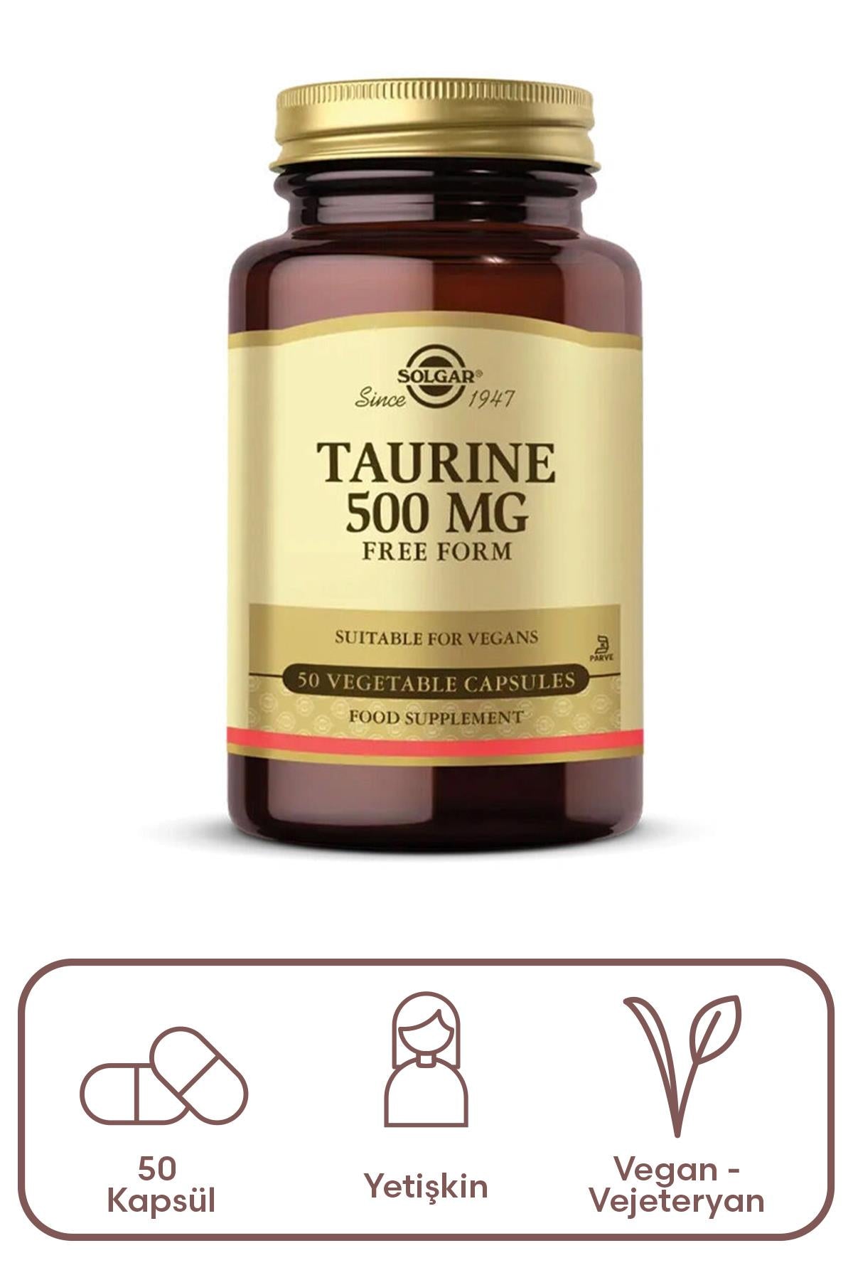 Solgar Taurine 500 mg 50 Bitkisel Kapsül