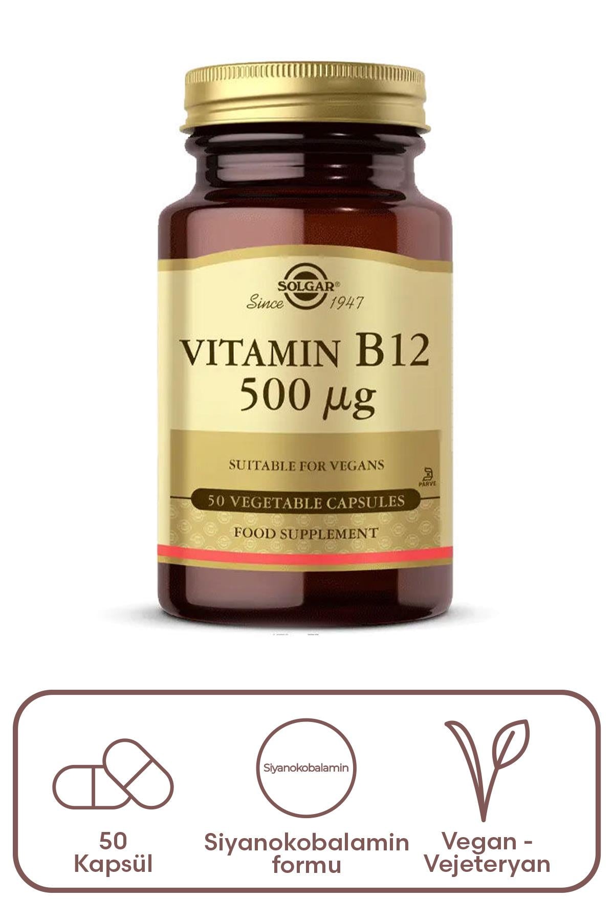 Solgar Vitamin B12 500 mcg 50 Kapsül