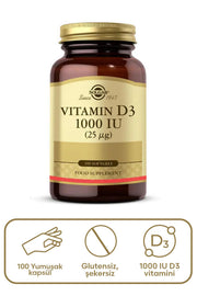 Solgar Vitamin D3 1000 IU (25 µg) 100 Yumuşak Jelatin Kapsül