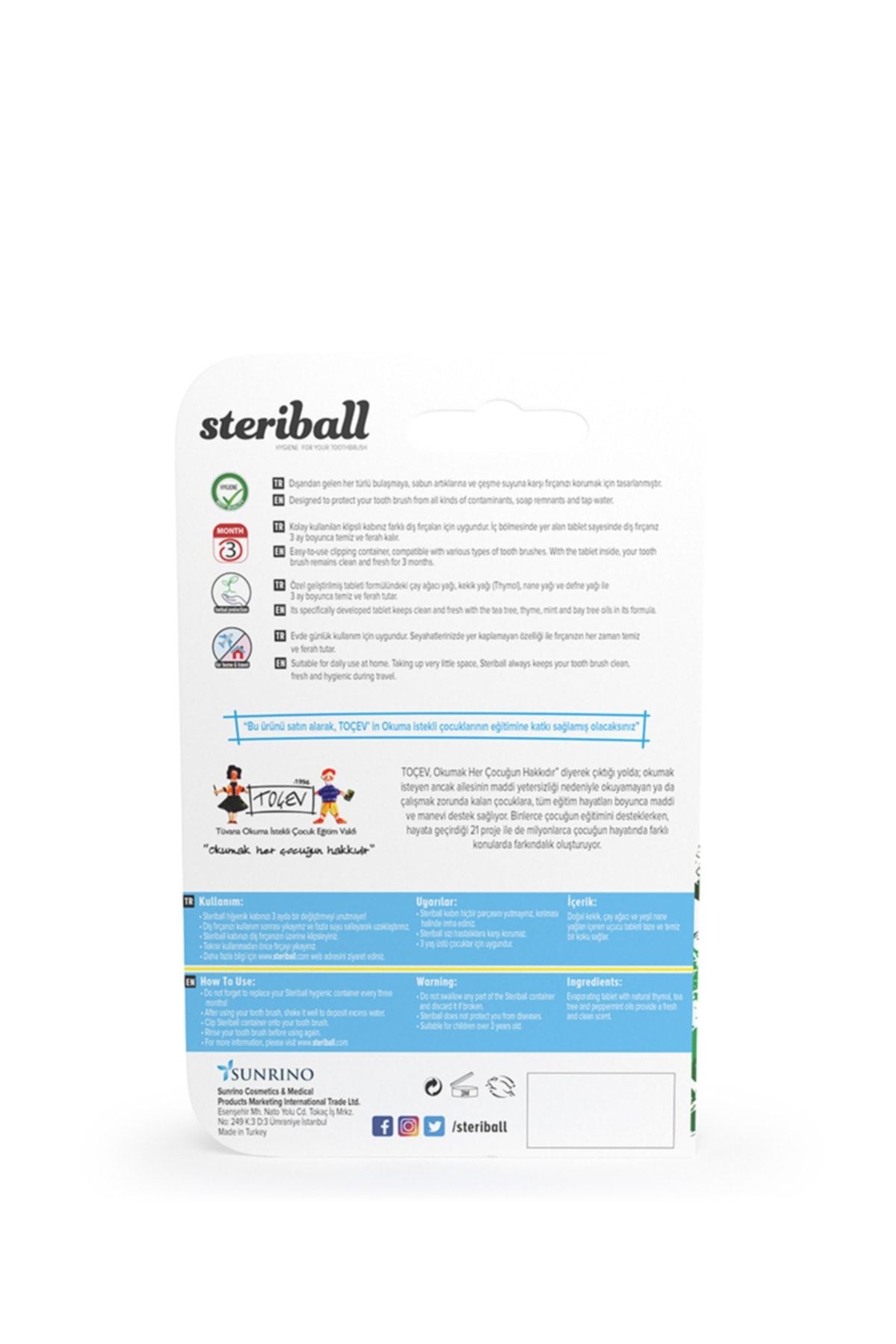 Steriball Diş Fırçası için Koruyucu Hijyenik Kap