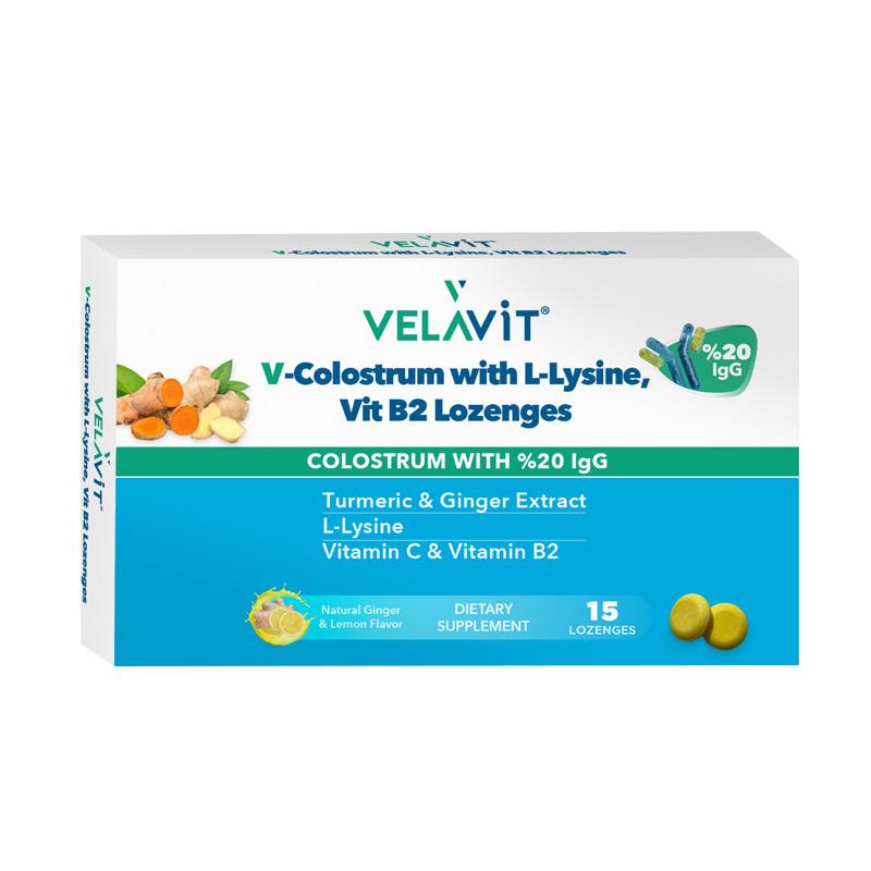 Velavit V-Colostrum with L-Lysine Vit B2 Lozenges Pastil 15 Adet