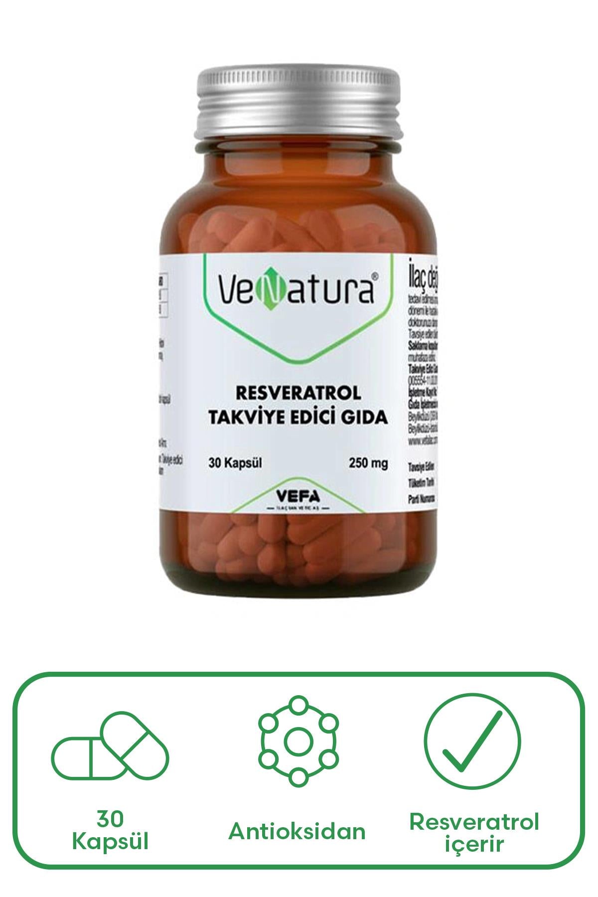 Venatura Resveratrol Takviye Edici Gıda 30 Kapsül