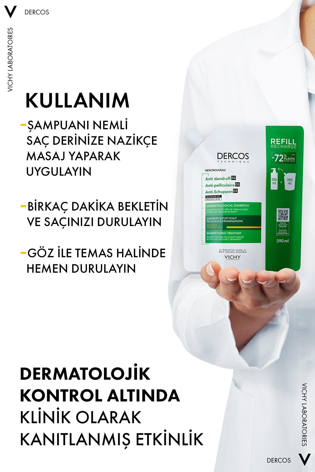Vichy Dercos Kuru Saçlar İçin Kepek Karşıtı Saç Bakım Şampuanı Refill 390 ml