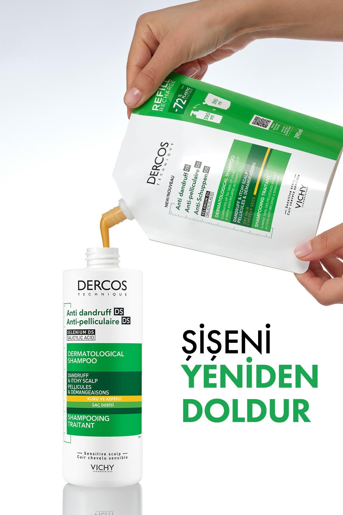Vichy Dercos Kuru Saçlar İçin Kepek Karşıtı Saç Bakım Şampuanı Refill 390 ml