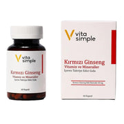 Vita Simple Kırmızı Ginseng Vitamin ve Mineraller İçeren Takviye Edici Gıda 60 Kapsül