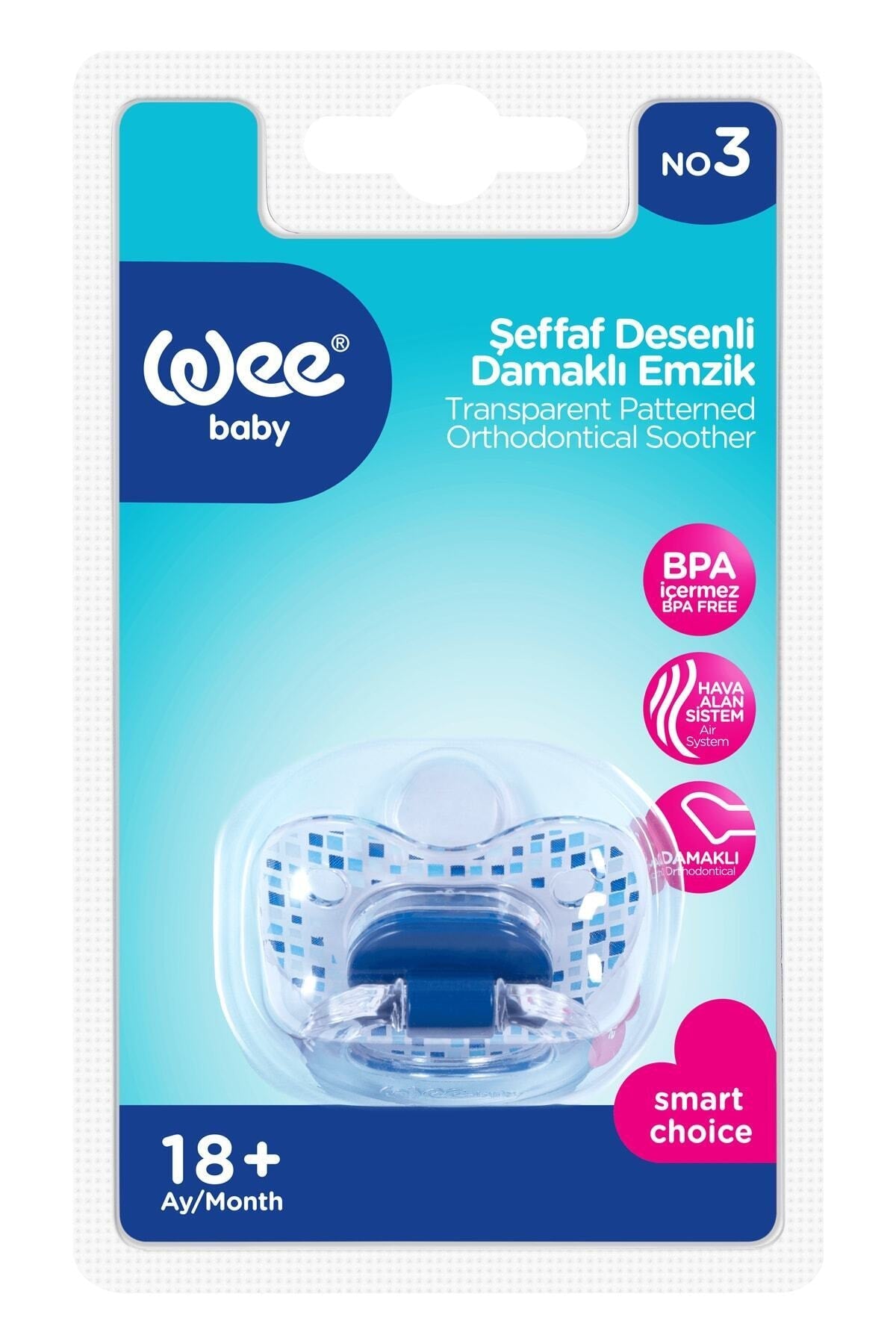 Wee Baby Şeffaf Desenli Damaklı Emzik No: 3 - Karma Renk