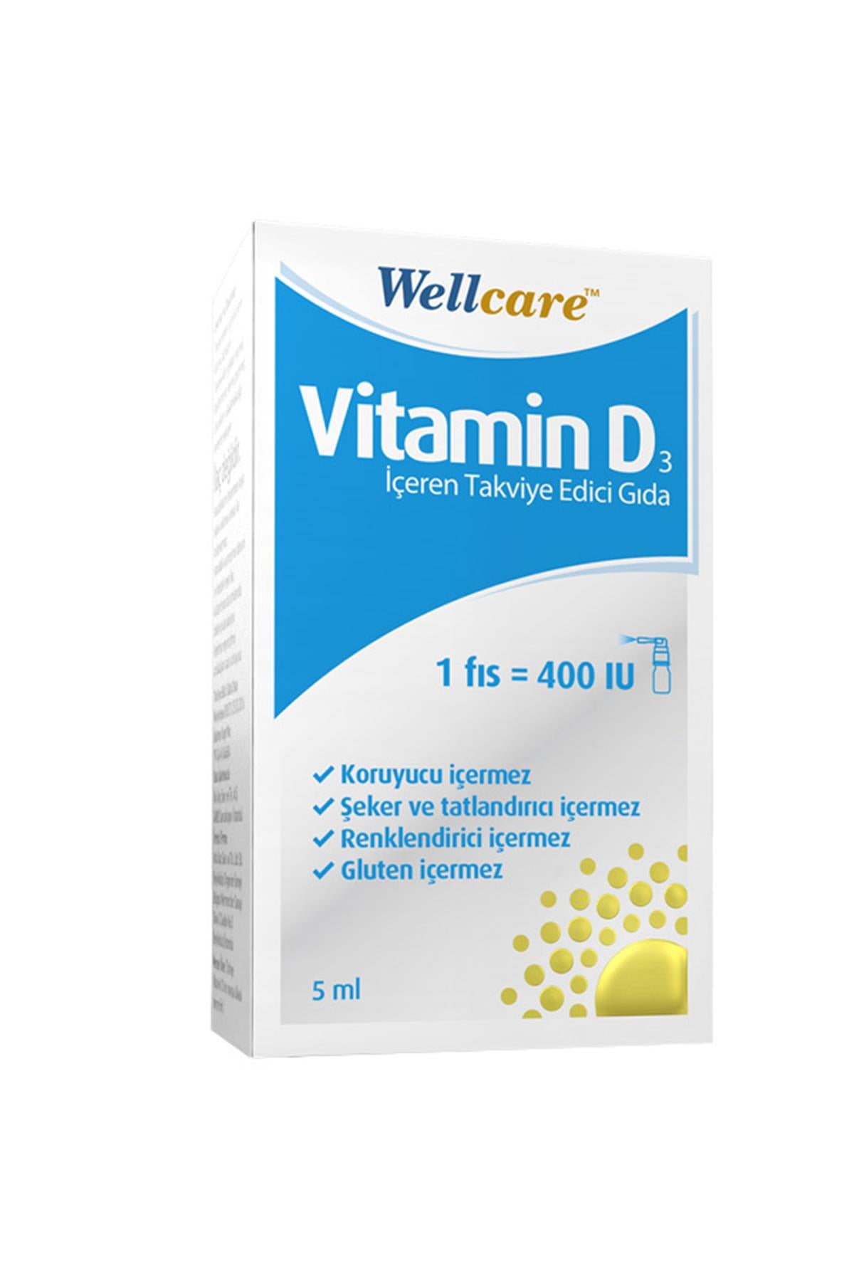 Wellcare Vitamin D3 İçeren Diyet Takviyesi 5 ml 1 Fıs 400 IU