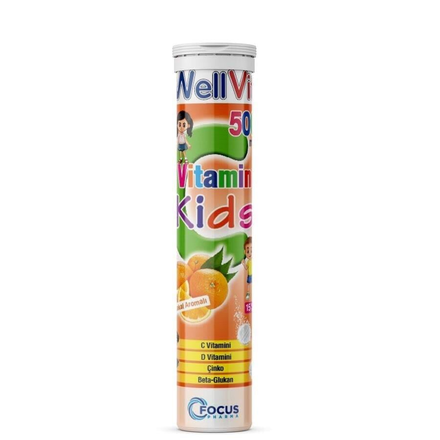 WellVit Kids Vitamin C Çinko ve Vitamin D3 20 Efervesan Tablet