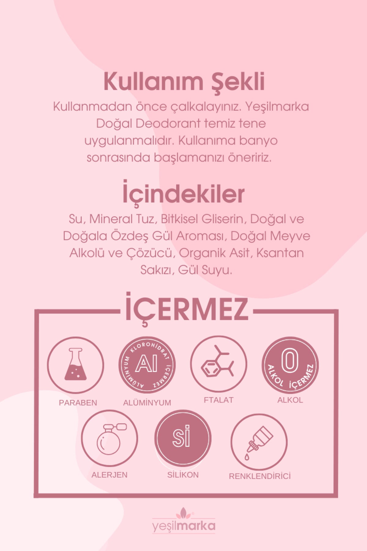 Yeşilmarka Doğal Gül Kokulu Deodorant 50 ml