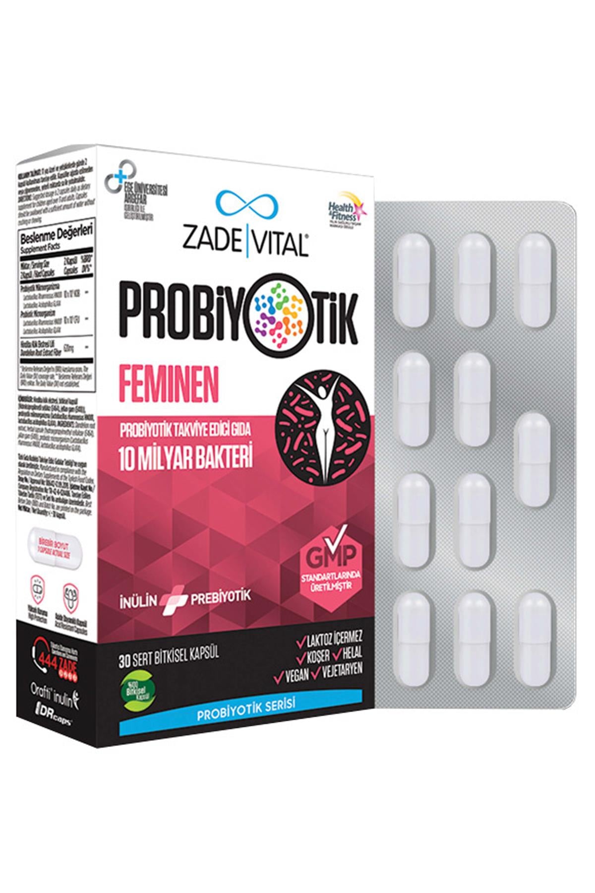 Zade Vital Feminen Probiyotik Takviye Edici Gıda 30 Kapsül