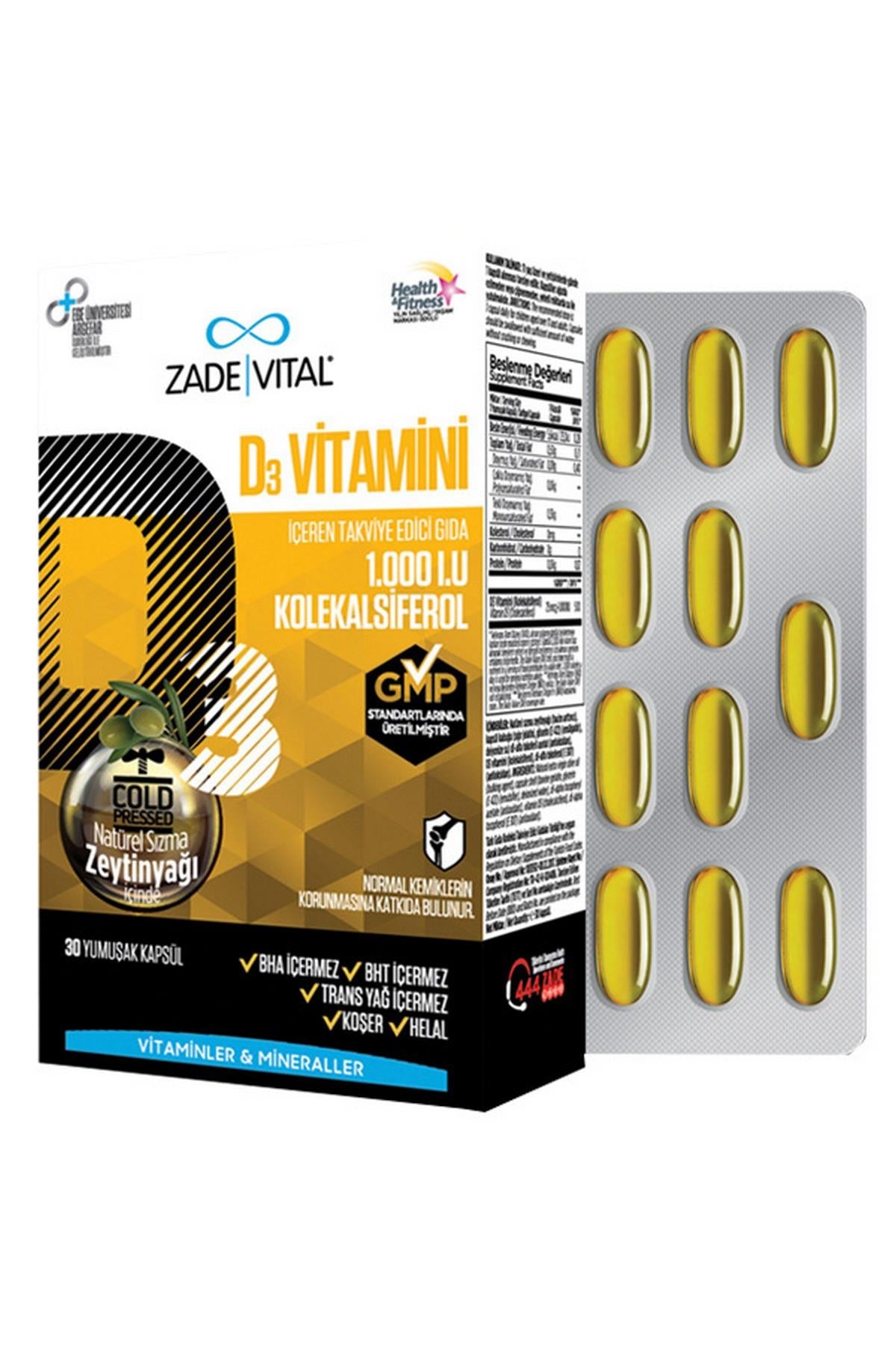 Zade Vital Vitamin D3 30 Yumuşak Kapsül